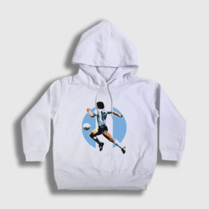 Futbol Run Maradona Çocuk Kapşonlu Sweatshirt beyaz