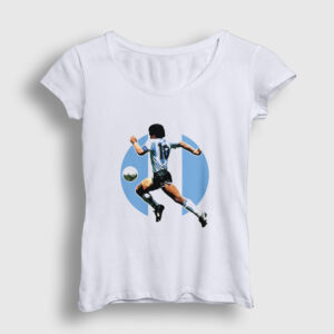 Futbol Run Maradona Kadın Tişört beyaz
