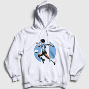 Futbol Run Maradona Kapşonlu Sweatshirt beyaz