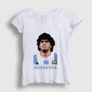 Futbol Sky Maradona Kadın Tişört beyaz