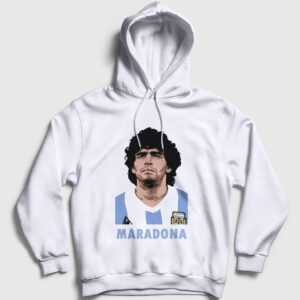 Futbol Sky Maradona Kapşonlu Sweatshirt beyaz