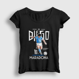 Futbol Sut Maradona Kadın Tişört siyah