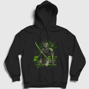 Genji V2 Oyun Overwatch Kapşonlu Sweatshirt siyah