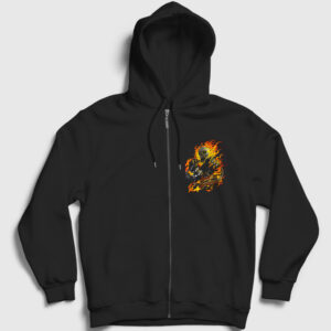 Ghost Rider Hediye Motorcu Motorsiklet Fermuarlı Kapşonlu Sweatshirt siyah