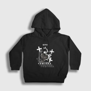 Giyu Tomioka Anime Demon Slayer Kimetsu No Yaiba Çocuk Kapşonlu Sweatshirt siyah