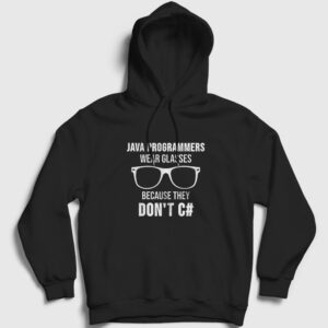 Glasses Developer Yazılımcı Kapşonlu Sweatshirt siyah