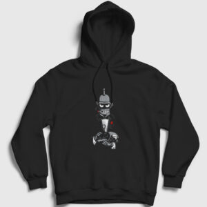 Godfather Robot Bender Futurama Kapşonlu Sweatshirt siyah