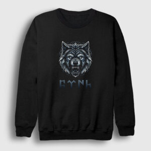 Göktürk Türk Yazılı Kurt Bozkurt Sweatshirt siyah