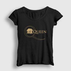 Gold Logo Queen Kadın Tişört siyah