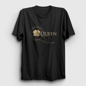 Gold Logo Queen Tişört siyah