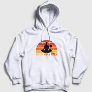 Good Vibes Only Hediye Yoga Kapşonlu Sweatshirt beyaz