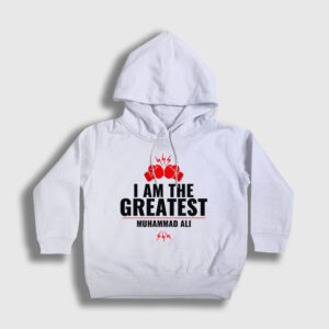 Greatest Muhammed Ali Çocuk Kapşonlu Sweatshirt beyaz