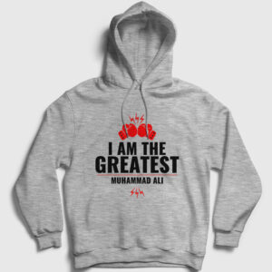 Greatest Muhammed Ali Kapşonlu Sweatshirt gri kırçıllı