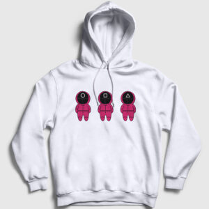 Guards V2 Squid Game Kapşonlu Sweatshirt beyaz