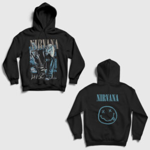 Guitar Kurt Cobain Nirvana Sırt Baskılı Kapşonlu Sweatshirt siyah