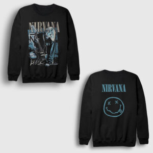 Guitar Kurt Cobain Nirvana Sırt Baskılı Sweatshirt siyah