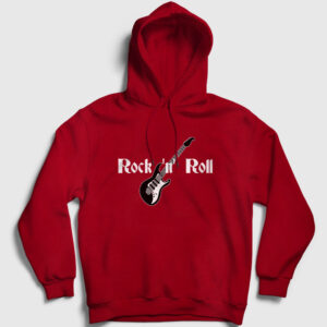 Guitar Rock And Roll Kapşonlu Sweatshirt kırmızı