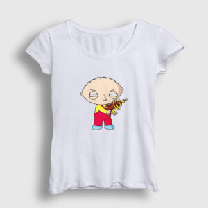 Gun Stewie Griffin Family Guy Kadın Tişört beyaz