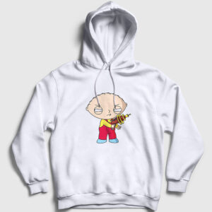 Gun Stewie Griffin Family Guy Kapşonlu Sweatshirt beyaz