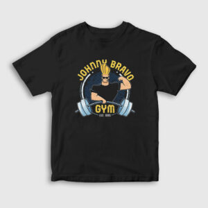 Gym Fitness Johnny Bravo Çocuk Tişört siyah