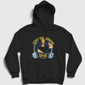 Gym Fitness Johnny Bravo Kapşonlu Sweatshirt siyah