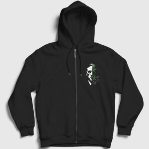 Half Face Cthulhu Hp Lovecraft Fermuarlı Kapşonlu Sweatshirt siyah