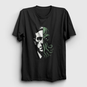 Half Face Cthulhu Hp Lovecraft Tişört siyah