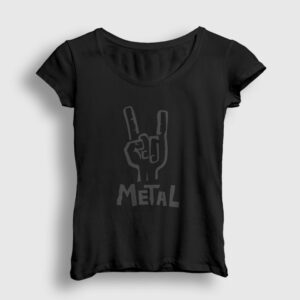 Hand Sign Metal Kadın Tişört siyah