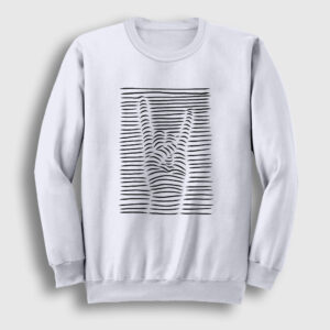 Hand Symbol Music Rock Sweatshirt beyaz