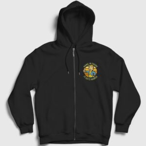 Hang In There It Gets Worse Fallout Fermuarlı Kapşonlu Sweatshirt Siyah