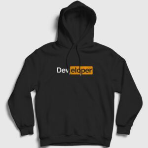 Hardcode Developer Yazılımcı Kapşonlu Sweatshirt siyah