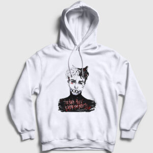 Hate XXXTentacion Kapşonlu Sweatshirt beyaz