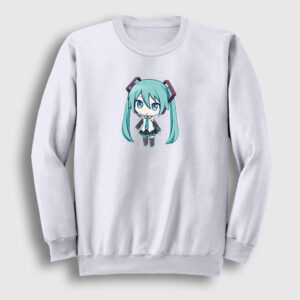 Hatsune Miku Chibi Anime Sweatshirt beyaz