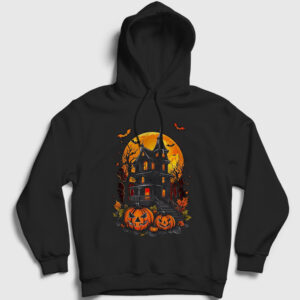 Haunted House Halloween Cadılar Bayramı Kapşonlu Sweatshirt siyah