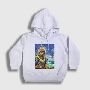 Hawaii Albert Einstein Çocuk Kapşonlu Sweatshirt beyaz