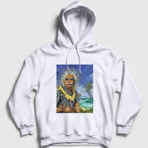 Hawaii Albert Einstein Kapşonlu Sweatshirt beyaz