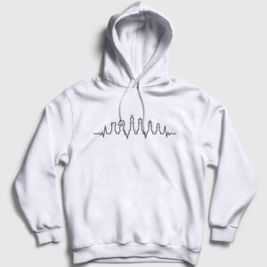 Heartbeat Chess Satranç Kapşonlu Sweatshirt beyaz