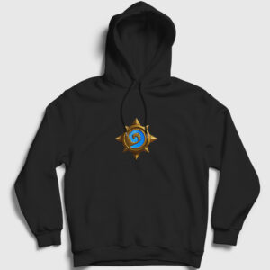 Hearthstone Warcraft Oyun Logo Kapşonlu Sweatshirt siyah