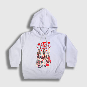 Hearts K-Pop Twice Çocuk Kapşonlu Sweatshirt beyaz