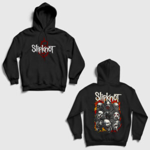 Hellfire Metal Slipknot Sırt Baskılı Kapşonlu Sweatshirt siyah