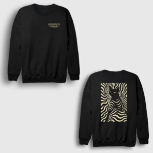 Hidden Black Cat Hediye Kedi Kedili Sırt Baskılı Sweatshirt siyah