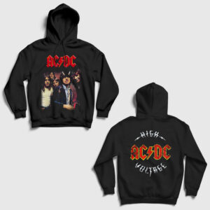 High Voltage V2 AC/DC Sırt Baskılı Kapşonlu Sweatshirt siyah