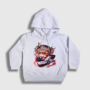 Himiko Toga V2 Anime My Hero Academia Çocuk Kapşonlu Sweatshirt beyaz