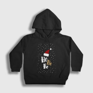 Ho Ho Ho Noel Baba Santa Claus Yılbaşı Çocuk Kapşonlu Sweatshirt siyah