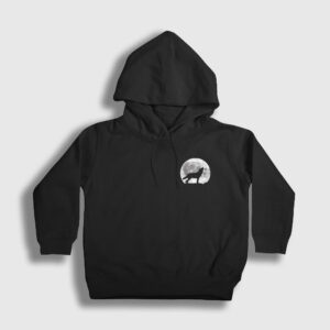 Howl Moon Wolf Kurt Çocuk Kapşonlu Sweatshirt siyah