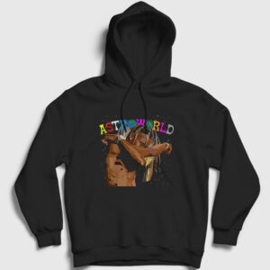 Hug Astroworld Travis Scott Kapşonlu Sweatshirt siyah