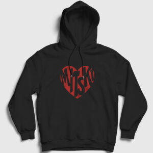 I Love Kalp Mitski Kapşonlu Sweatshirt siyah