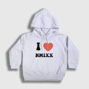 I Love Nmixx K Pop Çocuk Kapşonlu Sweatshirt beyaz