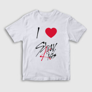 I Love Stray Kids Çocuk Tişört beyaz