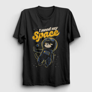 I Need My Space Cat Uzay Kedili Tişört siyah